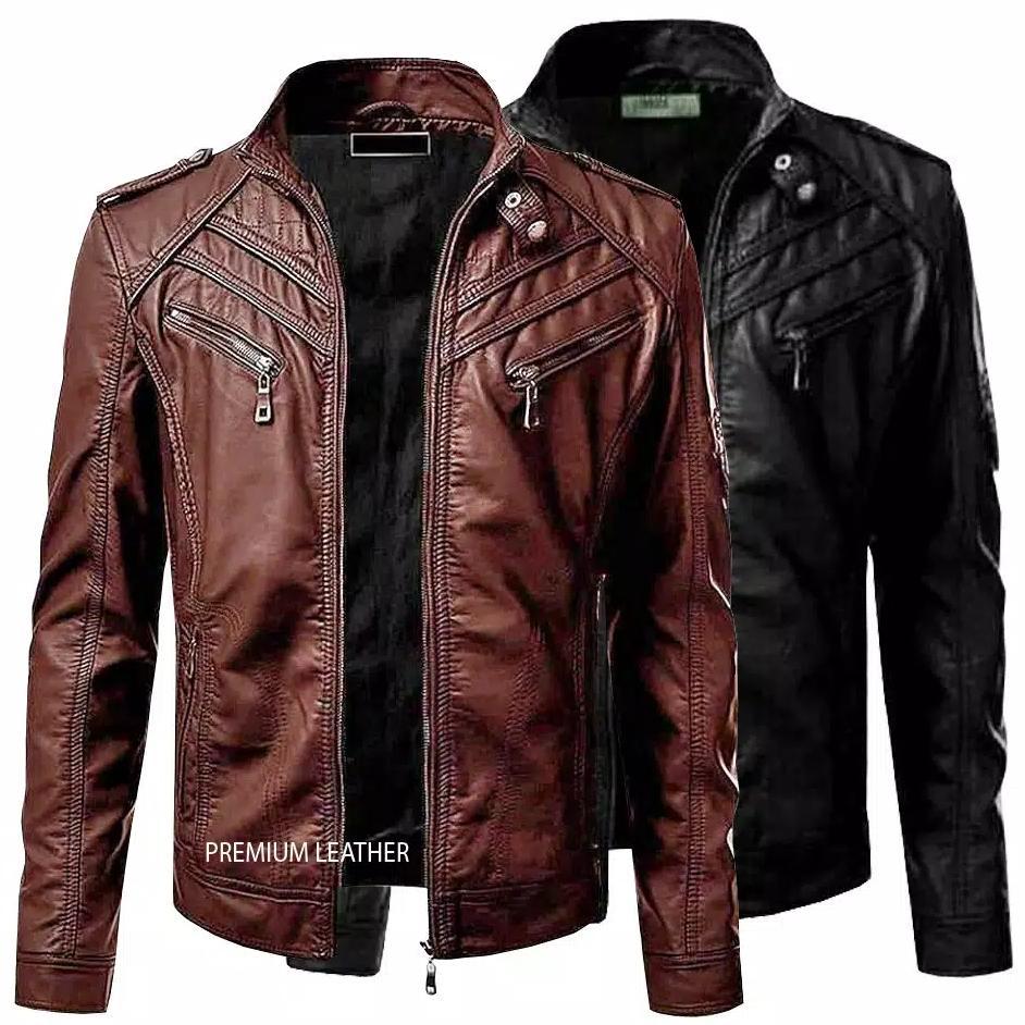 NEW PRODUCT Jaket kulit pria slimpit casual kain keren distro  leather  lembut nyaman waterproof  ou