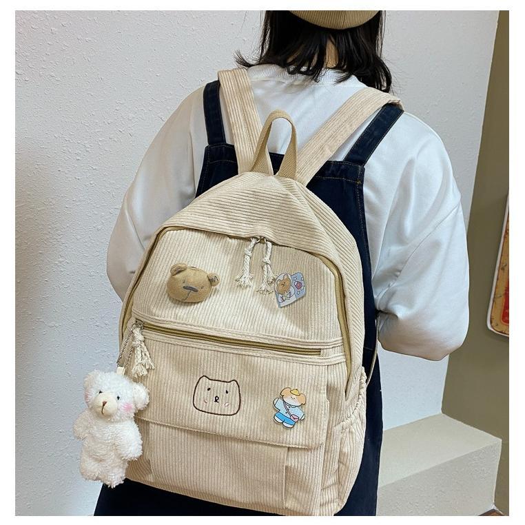 HOT SALE KINOKIMI - RANSEL WANITA CANTIK - RANSEL SEKOLAH - RANSEL CORDUROY - BACKPACK ANAK - TAS CE