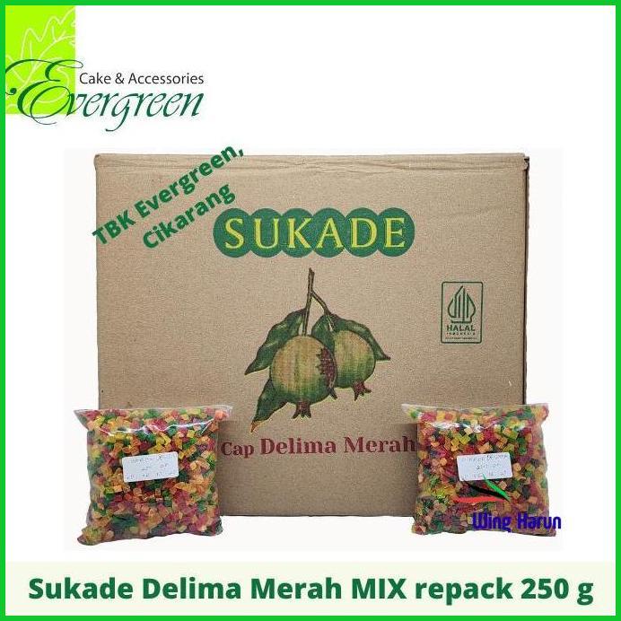 terlaris sukade cap delima merah mix warna repack 250 gram
