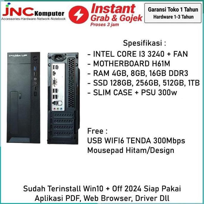 CPU SLIM Rakitan Intel Core i3-3240 3,4GHz / RAM Up 16gb / SSD Up 1TB - Case Slim