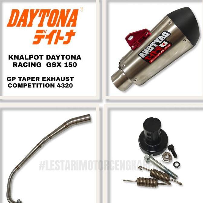 DAYTONA KNALPOT RACING GP TAPER ROAD GSX R150 S150 BANDIT 150CC FULLSYSTEM STAINLESS STEEL 4320 Moto