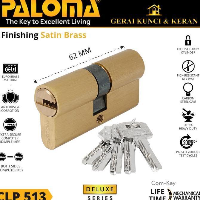 Termurah Paloma Clp 513 514 515 516 517 518 519 Double Cylinder Kunci Pintu Rumah Deluxe Dc-Ck 62Mm 