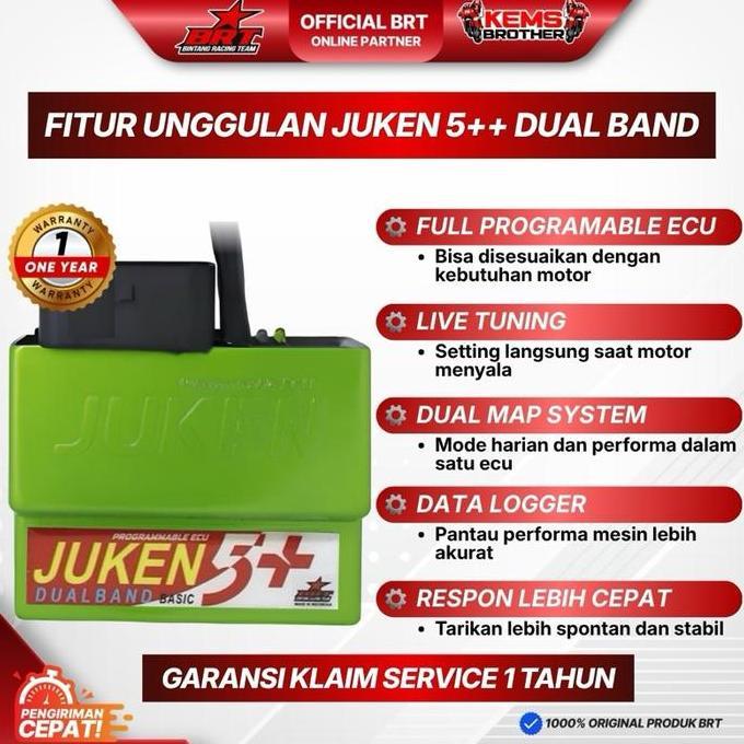 BRT ECU Jukin 5+ WR155 Dualband Hijau Orinal - Meningkatkan Performa Motor & Efisiensi - Fitur Cangg