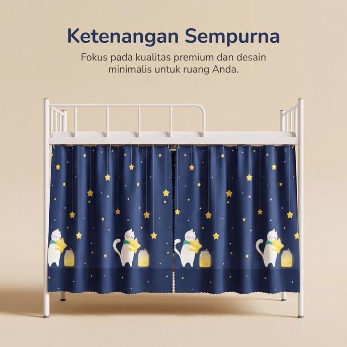 Qivamabonue - [ESTETIK] Curtain Tirai Ranjang Kasur Tingkat Asrama Kost - Gorden Privasi Blackout 10