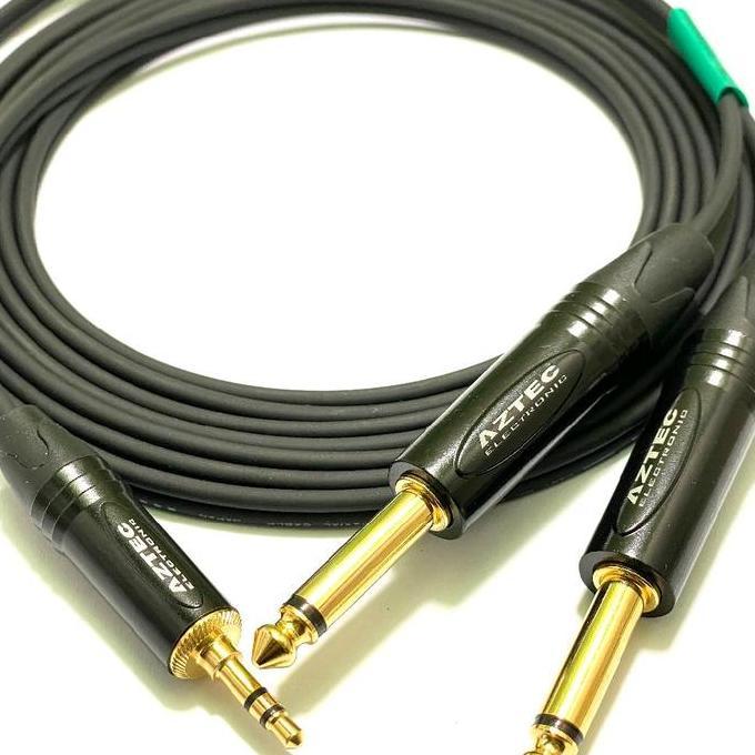 Devonamarina - KABEL AUX JACK 3.5mm To 2 JACK AKAI MONO - Kabel HP / KABEL LAPTOP KE MIXER JACK MINI