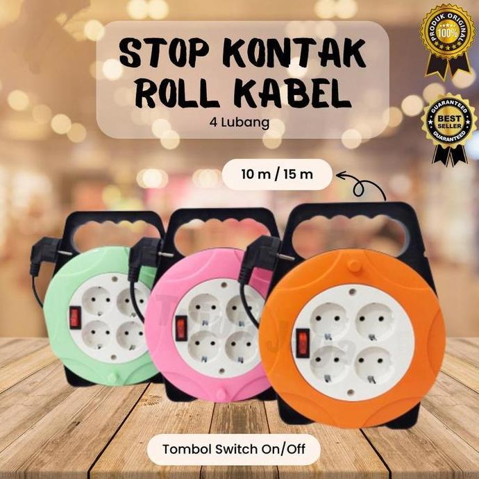Stop Kontak / Roll Kabel panjang 10 meter / 15 meter Switch