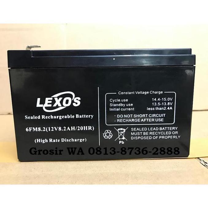 Baterai Aki kering Lexos 12v 8,2Ah, Battery Lexos 6FM8.2 ( 12V 8,2Ah )