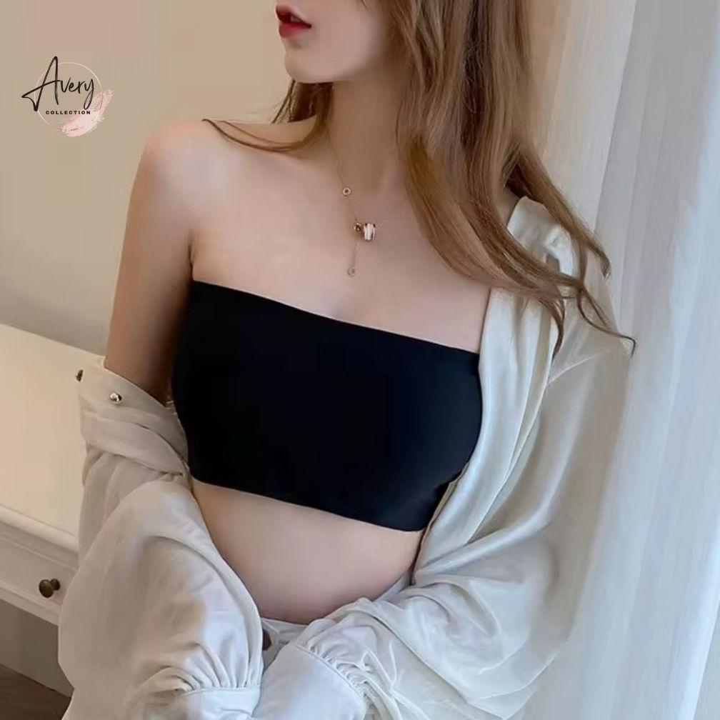 CUCI GUDANG BH Kemben Wanita Tanpa Tali, Seamless Bralette Klip, Tanktop Pendek Busa Tipis, Pakaian 