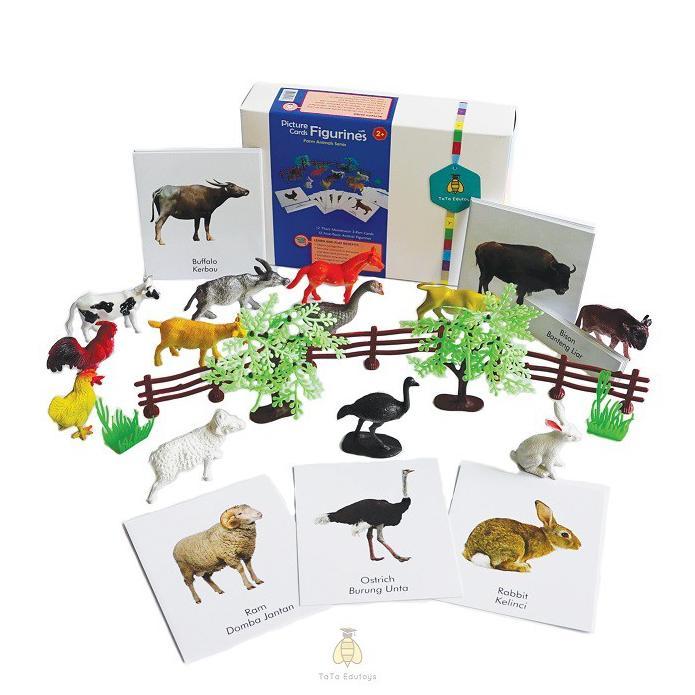 FIGURINE & FLASHCARD - FARM ANIMAL KARTU PINTAR - TATA EDUTOYS MURAH