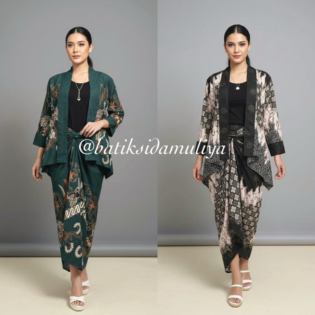One Set Batik Wanita Atasan Setelan Outer Rok Lilit By Batik Sidamuliya