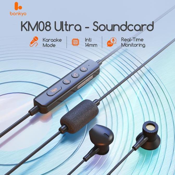 New- Bonkyo Km08Ultra Soundcard Headphone Karaoke Bluetooth 5.3 Reverb Real-Time Voice Changer & Rec