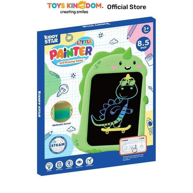 Toys Kingdom Kiddy Star 8.5 Inch Lcd Drawing Board Dinosaur - Hijau