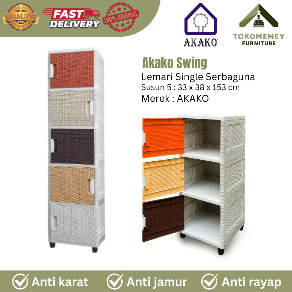AKAKO - LEMARI PAKAIAN PLASTIK SWING 1 PINTU SUSUN 5