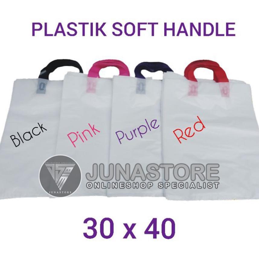 Plastik Shopping Bag / Plastik Soft Handle Kantong Putih Rea 30 X 40