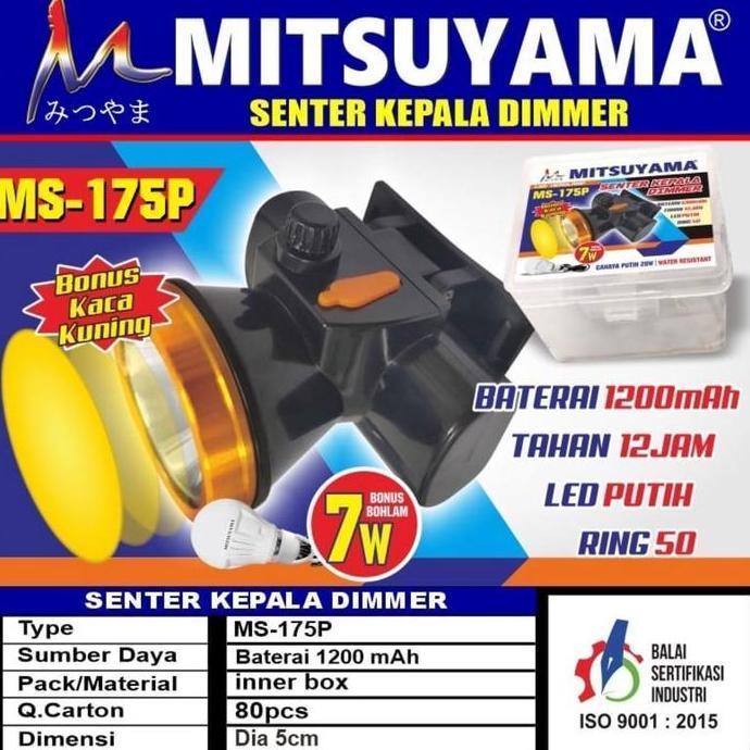 Senter Kepala Dimmer Mitsuyama Ms-176P Headlamp 20Watt