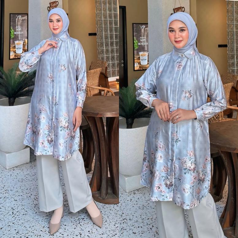 HOT Haliza Tunic [LD110 & LD120] Tunik Motif Print Armani Silk Premium | Atasan Jumbo Wanita Muslima