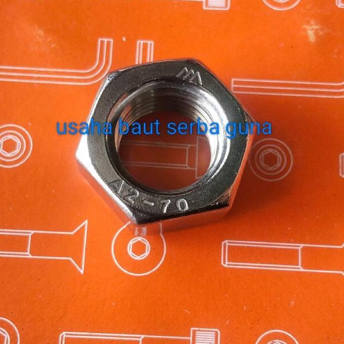 Mur Drat  Kiri Stenlis 304 / A2-70 M 16 Kunci 24 Pitch 2..0 Ulir Kiri Murah