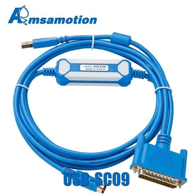 Kit- Kabel Plc Mitsubishi Usb-Sc09 Buat Melsec Plc -Fx&A Series Biru Putih