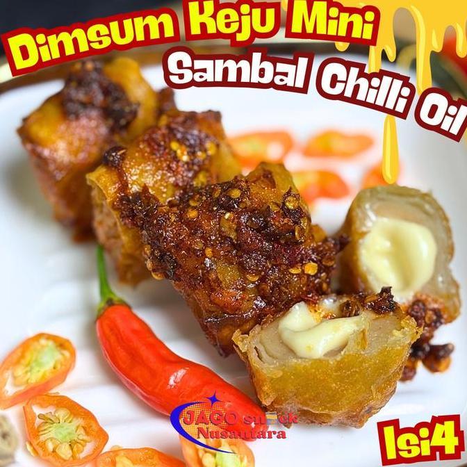 Dimsum Goreng Mini Keju Lumer Isi 4 Extra Chilli Oil Pedas  Ayam Daging Food Frozen Meat Pangsit Sea