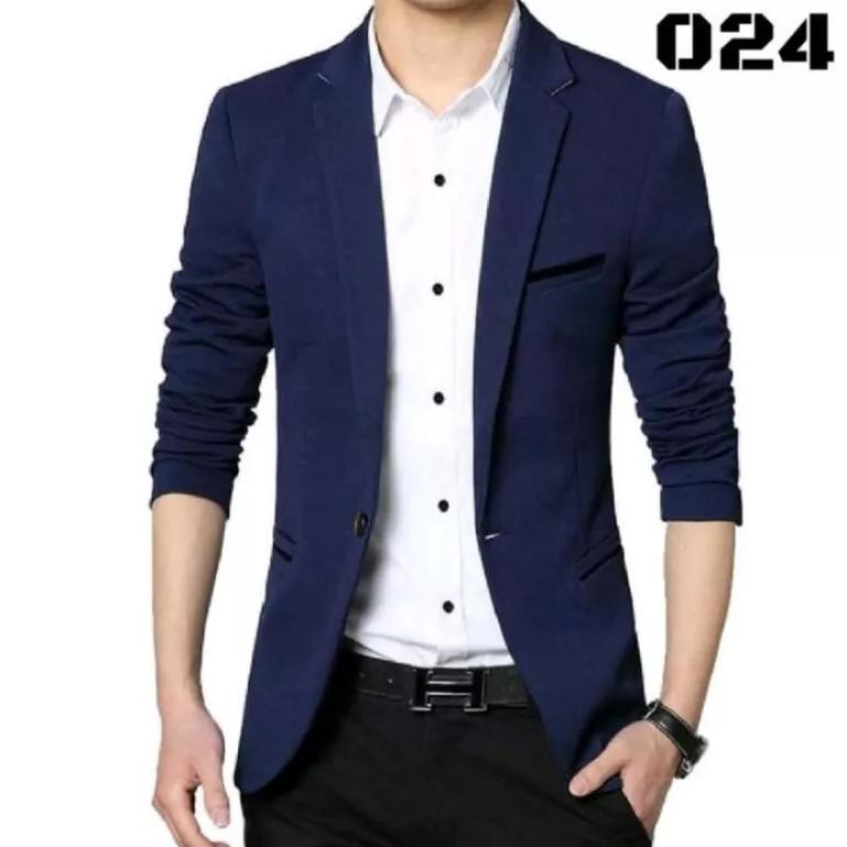 BEST DEALS Jas pria Blazer Jas formal pria Jas blazer pria saku tanpa tutup kancing 1