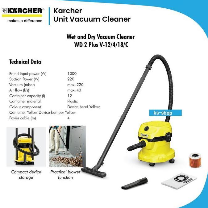 Karcher Wet and dry vacuum cleaner WD 2 Plus V-12 VACUUM CLEANER Wet and Dry