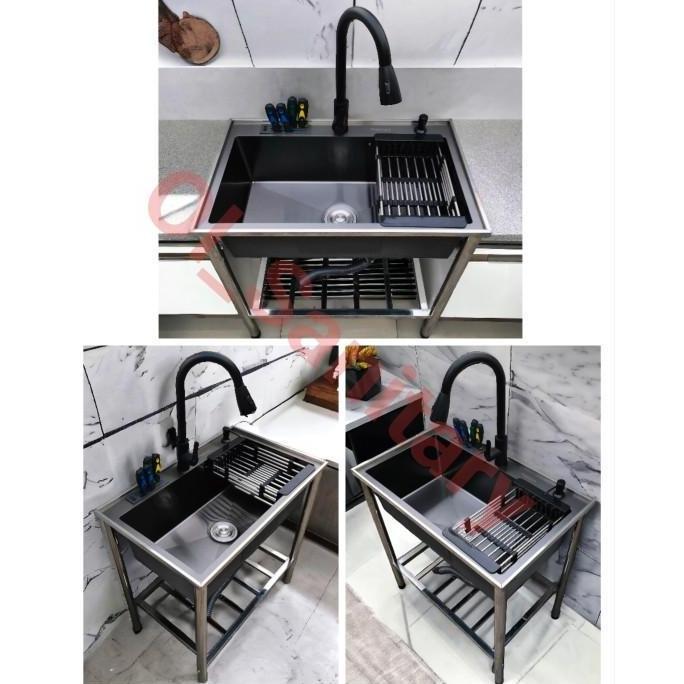 bak cuci piring sink black kitchen sink set stainless sink portable Minimalis Kran