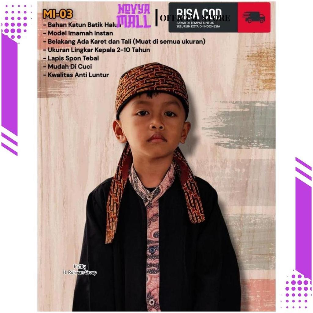 SIZE ANAK Peci Imamah Batik Siap Pakai | Blangkon Batik Model Imamah | Imamah Anak-anak SP Promo