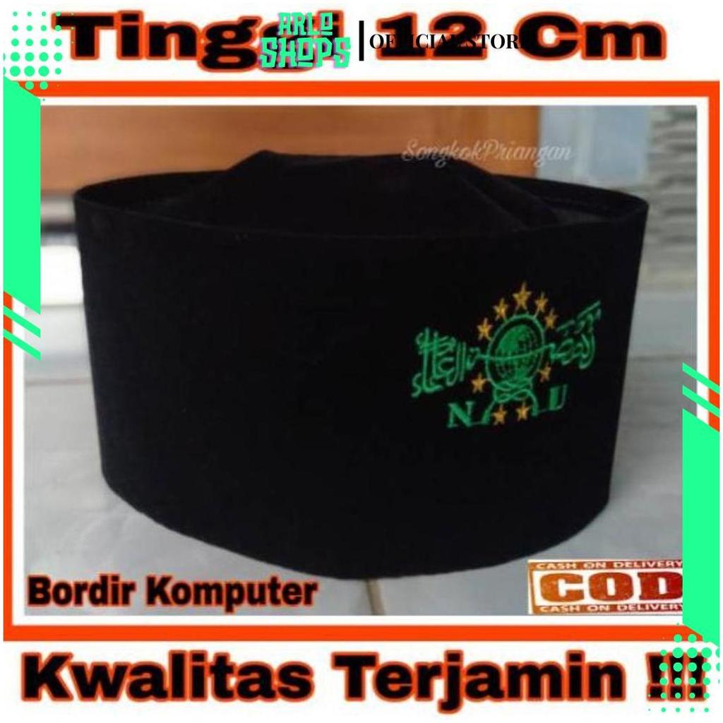 Peci Kopiah Tinggi 12cm songkok Peci Bordir NU SP Gratis Ongkir