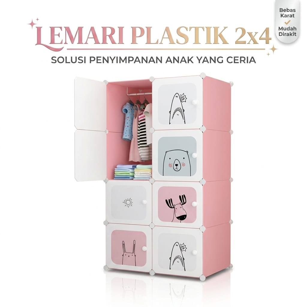 Lemari Plastik Portable 8 Pintu Lemari Plastik Karakter Lemari Pakaian Portable