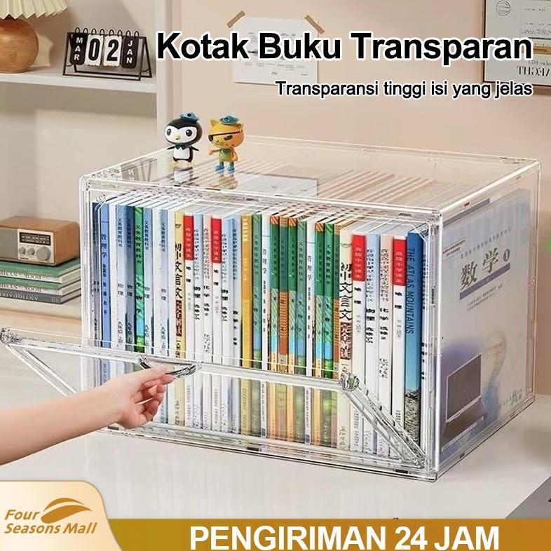 [Four Seasons Mall]Book Storage Transparent Acrylic Box Desktop Bookshelf Book Storage Cabinet Kotak