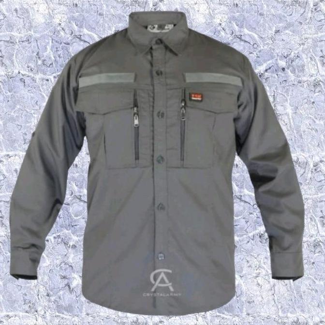 Riore- W-Tac Kemeja Tactical Pria Outdoor Lengan Panjang Seragam Lapangan Partai Ready Bsize Abu Arm