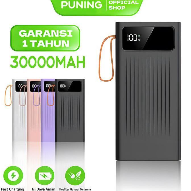 PUNING LENTIVEN POWERBANK 30000MAH WITH 4 KABEL DATA USB PJ57