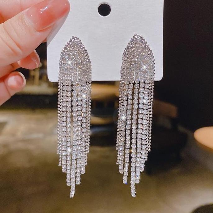 CIEN Anting Rumbai Panjang Anting Pesta Mewah Anting Wanita Panjang