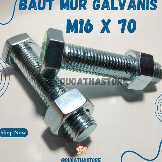 M16 X 70 BAUT MUR PUTIH M16X70 BMP M16 X 70MM HEX GALVANIS BMP27