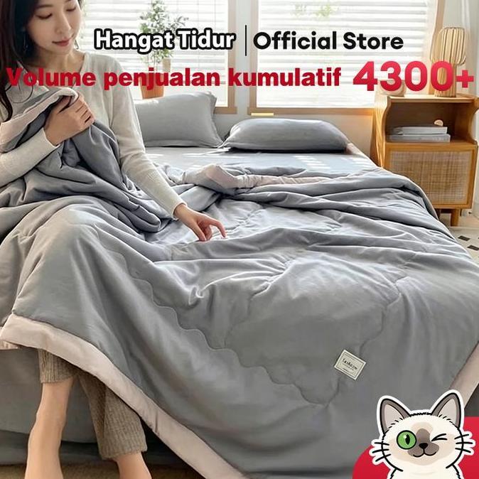 AVARASYTA_ - SELIMUT KATUN KOREA POLOS PREMIUM, QUILT TIPIS LEMBUT ADEM TIDAK GERAH, NYAMAN UNTUK TI