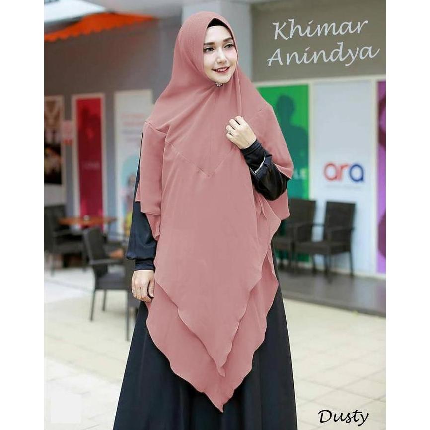 Veil- Jilbab Instan Anindya Khimar Syari Jumbo Hijab Bergo Ceruty 2 Layer Pet Antem Panjang, Pinguin