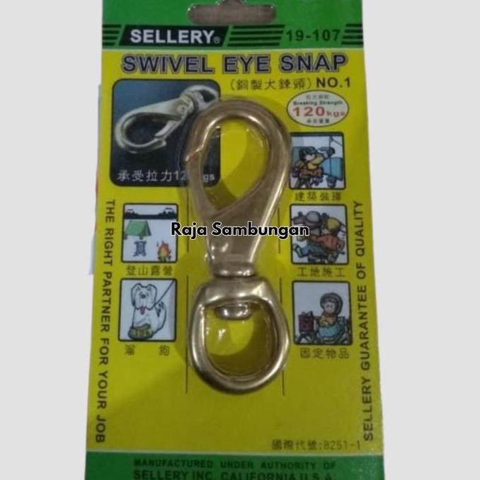 Swivel Eye Snap No 1 Kuningan Kuat Beban Maximal 120 kg Jepitan Pengait Rantai Seling Sling Hook San