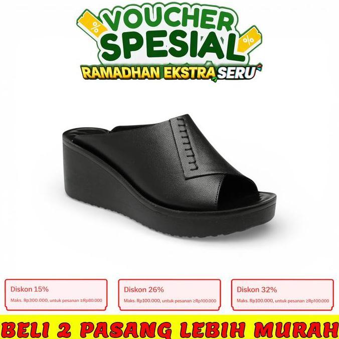 Shoes- Ramadhan Sandal Wedges Nita Terbaru Model Rempel Sandal Lebaran Wedge Cewe Empuk Kekinian 26 