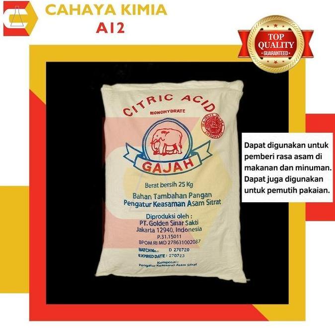 Torta- Citric Acid Monohydrate (Citrun) Cap Gajah 1 Zak (25 Kg)