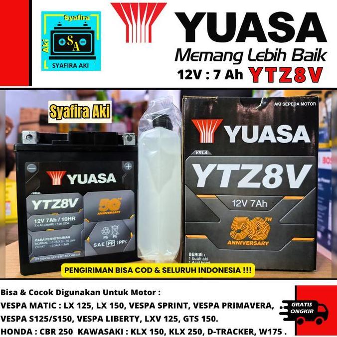 AKI MOTOR YAMAHA R25 YTZ8V YUASA ORI ACCU KERING ASLI