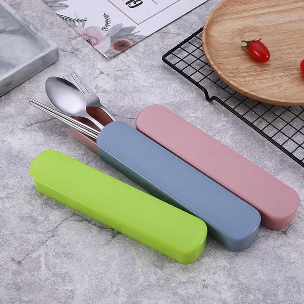 GARANSI Alat Makan Sendok Set 3IN1 Bahan Stainless Steel dengan Kotak Praktis / Sendok Garpu Sumpit 