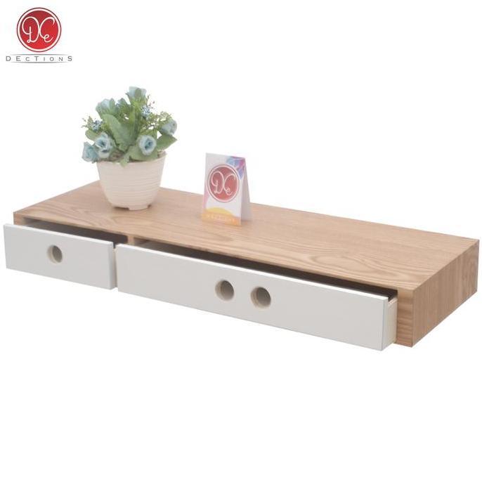 BEBAS ONGKIR - Ambalan Laci 60x20cm Gantung Melayang Rak Buku Minimalis Dinding Rumah