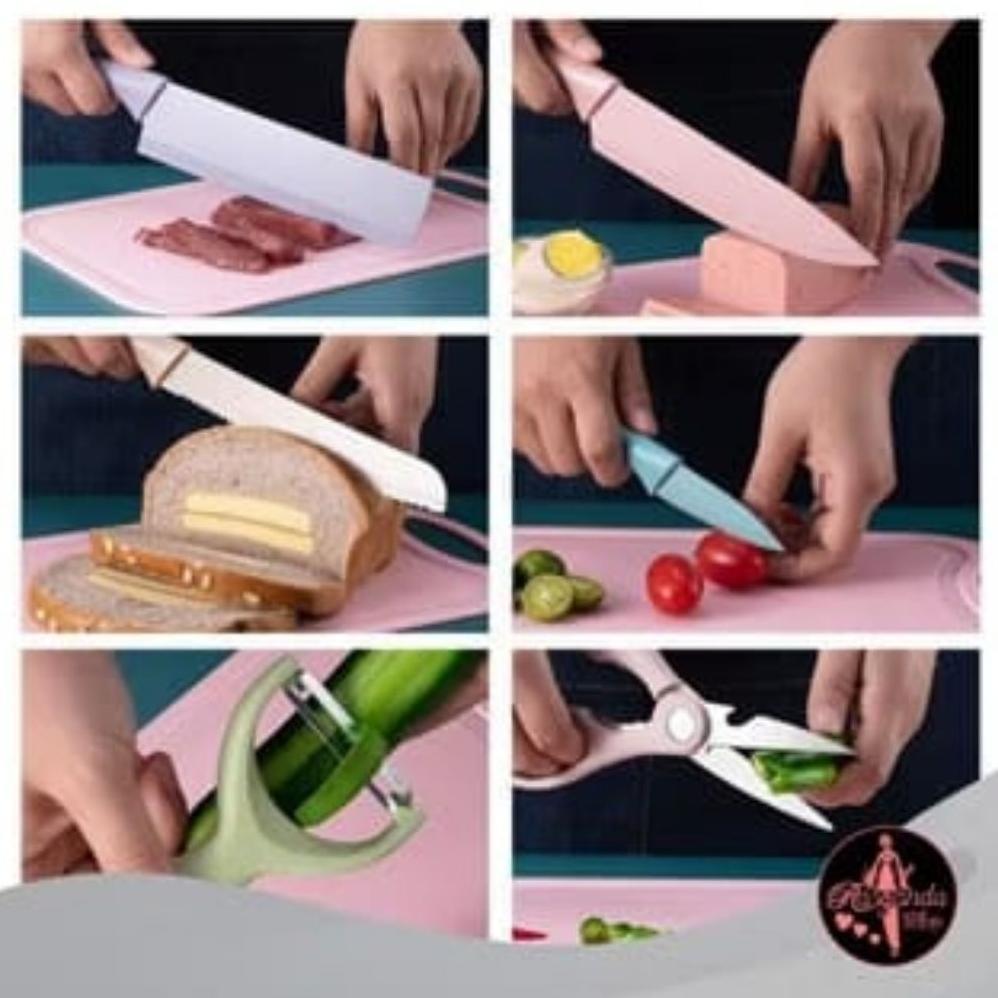 HEMAT PISAU SET JERAMI PISAU SULTAN WARNA 6IN1 ORIGINAL DUS MAGNET PISAU JERAMI EVCRIVERH / DAPUR TA