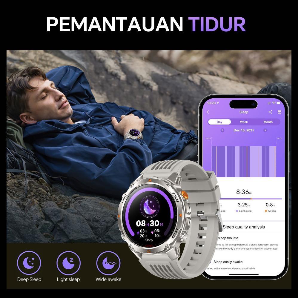 Discount Morein Plus Rock 2 GPS Smartwatch - GPS + Kompas | Tahan Air 3ATM | UV + Senter | 100+ Mode