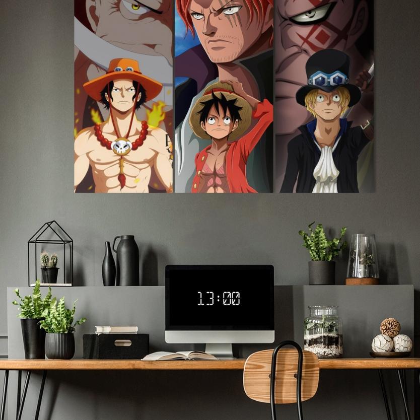 [90X60] Wall Decor Poster Hiasan Dinding Multipanel Lukisan One Piece Anime Vintage Retro Ngalamcase