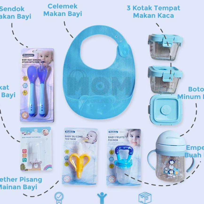 [Bisa Cod] 9In1 Baby Feeding Premium Set | Paket Lengkap Keperluan Mpasi Bayi 6Bulan | Paket Mpasi A