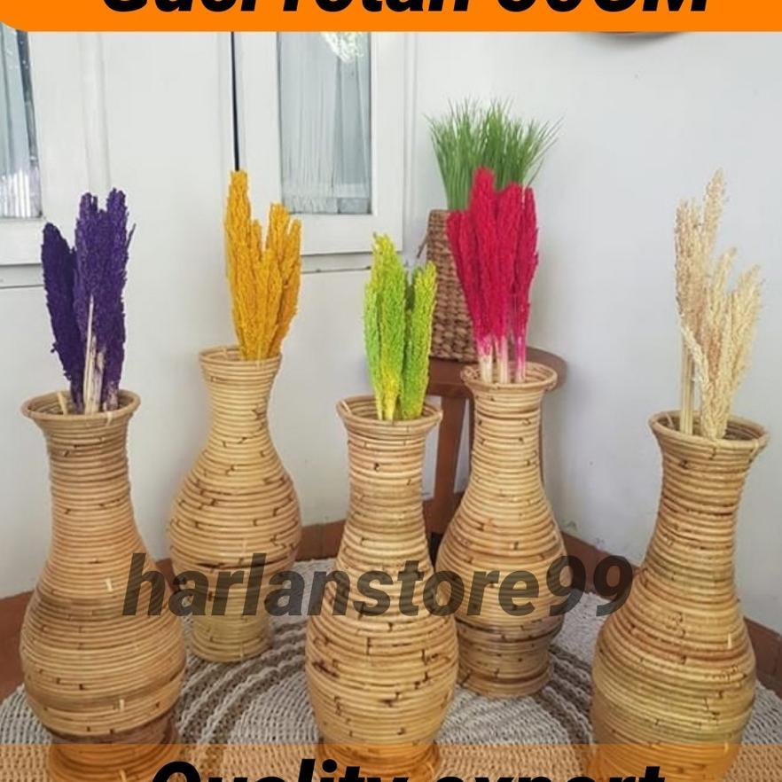 Vas Bunga - Guci Rotan - Guci Rotan Antik Tinggi 50Cm