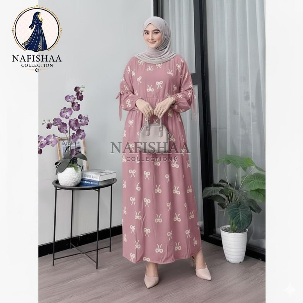 BIG PROMO Gamis Pita Model Lengan Balon Bahan Premium Busana Muslim Wanita / Dress Busui Ld 120