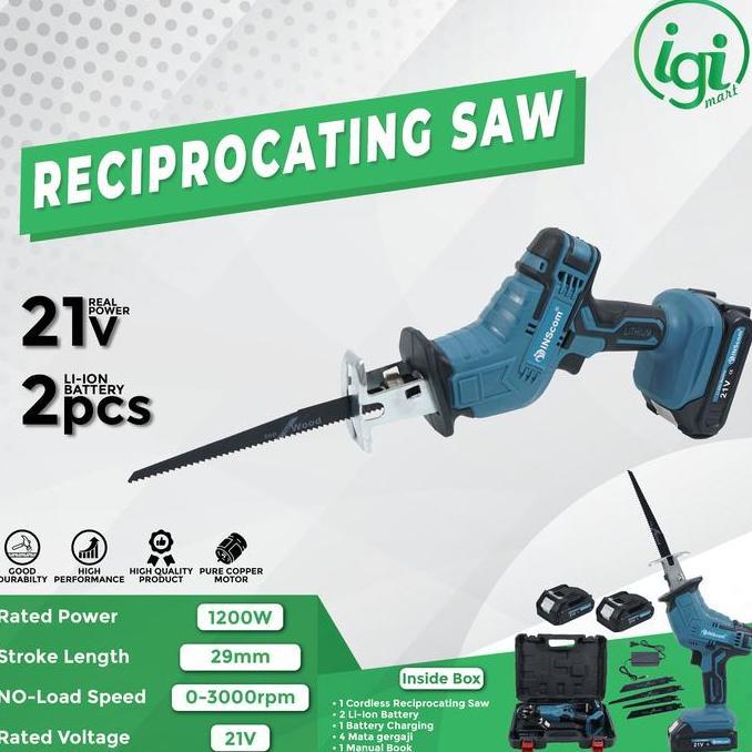 Terlaris Mesin Reciprocasting Saw Cordless Gergaji Pemotong Kayu Besi Baterai