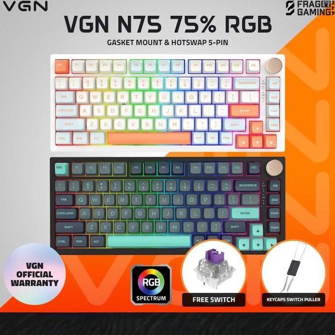 HARGA DISC - VGN N75 N-75 PRO Hotswap Gasket Wireless RGB 75% Mechanical Keyboard